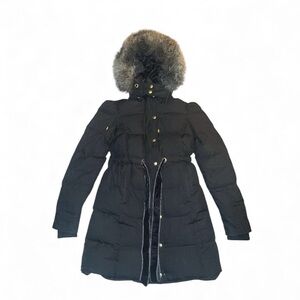 Juicy‎ Couture Y2K Black Velvet Drawstring Hooded Puffer Coat Medium